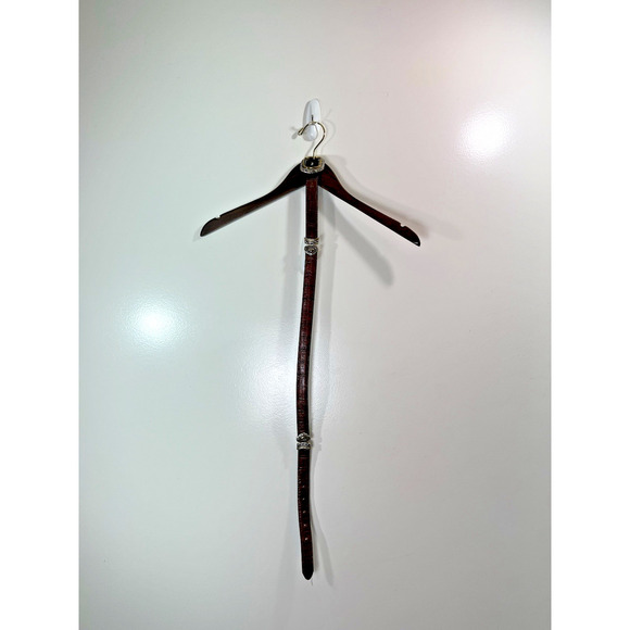 Brighton Accessories - Brighton Women's Reversible Leather Croc Belt Size S 28 Black Brown Brass Silver